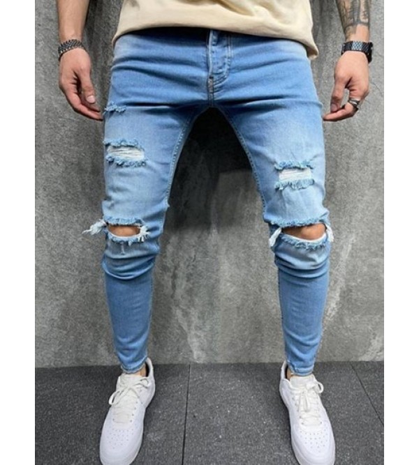 Casual Destroyed Frayed Jeans Casual Destroyed Frayed Jeans
