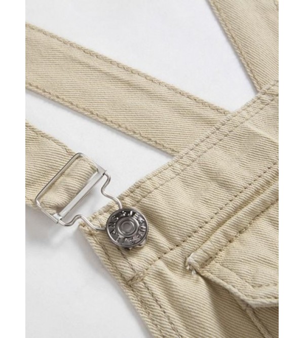 Kangaroo Pocket Solid Color Denim Jumpsuit