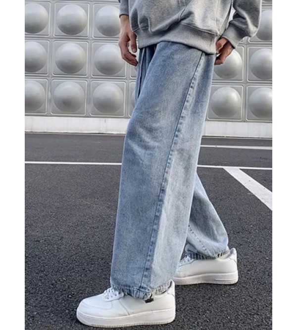Drawstring Legs Loose Fit Straight Baggy Jeans Drawstring Legs Loose Fit Straight Baggy Jeans