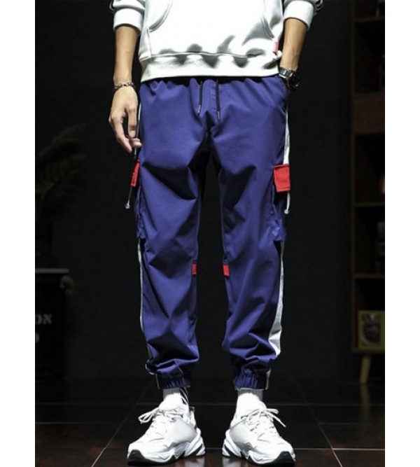 Colorblock Flap 3D Pocket Cargo Beam Feet Pants Colorblock Flap 3D Pocket Cargo Beam Feet Pants