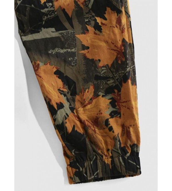 Maple Leaves Print Casual Pants
