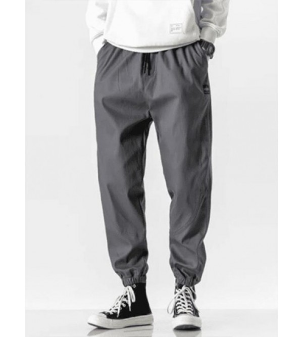 Letter Patched Contrast Drawstring Jogger Pants Letter Patched Contrast Drawstring Jogger Pants