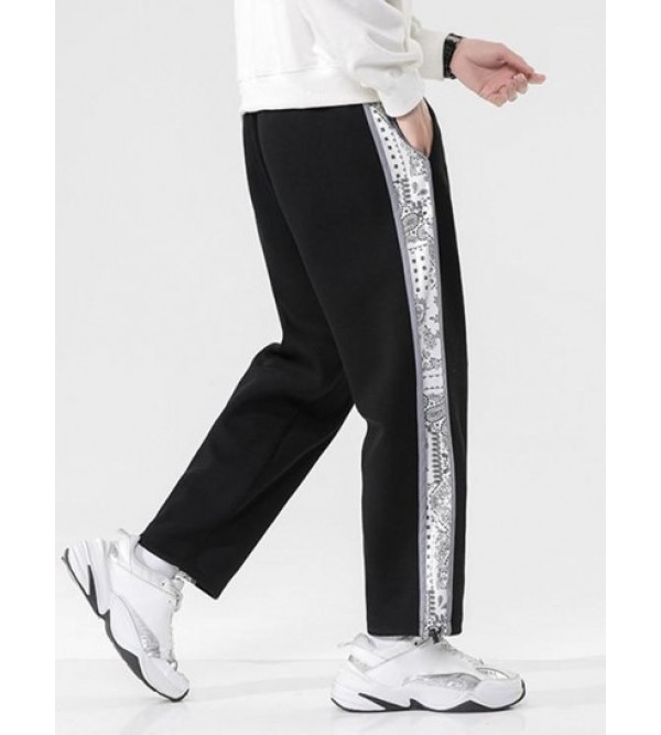 Paisley Print Patches Spliced Pants