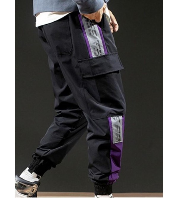 Letter Print Contrast Cargo Jogger Techwear Pants Letter Print Contrast Cargo Jogger Techwear Pants