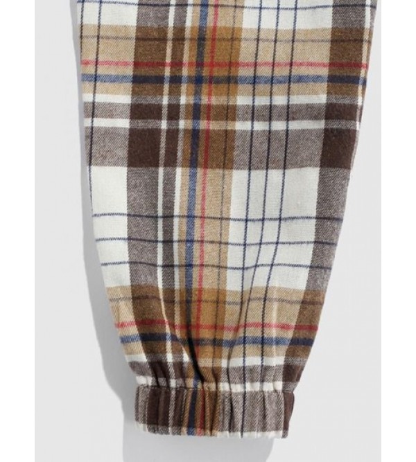 Colorblock Two Tone Plaid Pants