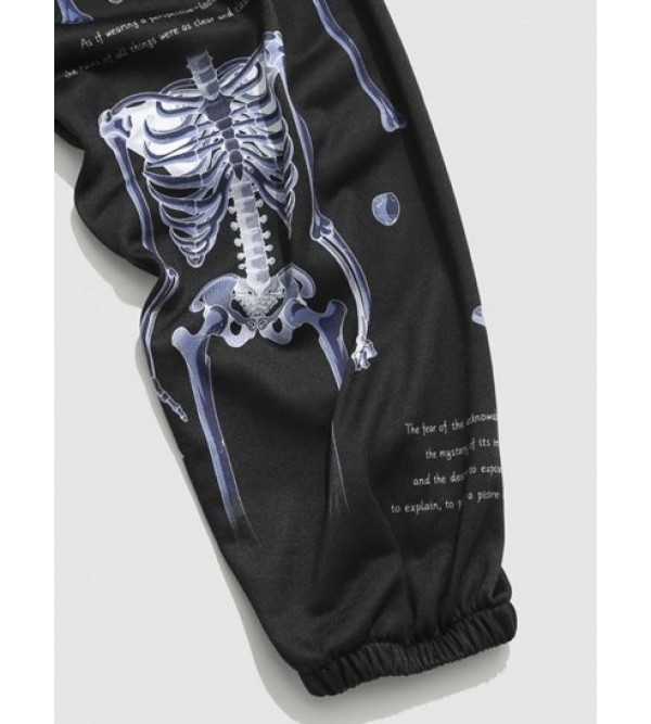 Y2K Aesthetic Skeleton Letter Graphic Print Jogger Sweatpants