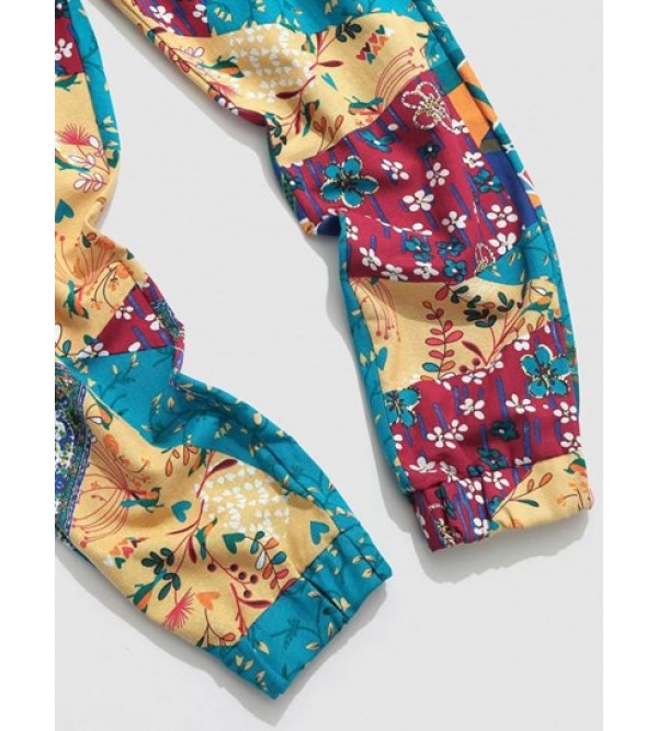 Floral Leaf Patchwork Pants Floral Leaf Patchwork Pants