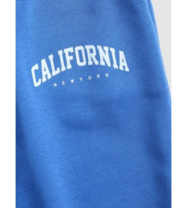 Letter CALIFORNIA Printed Drawstring Jogger Pants Letter CALIFORNIA Printed Drawstring Jogger Pants