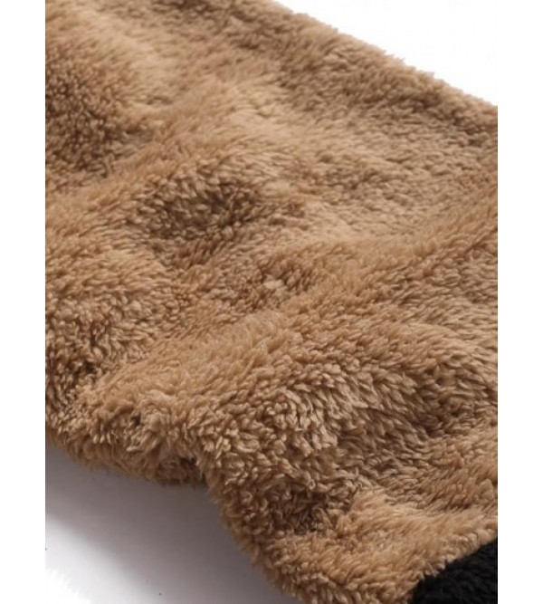 Letter Applique Contrast Faux Fur Fluffy Pants Letter Applique Contrast Faux Fur Fluffy Pants