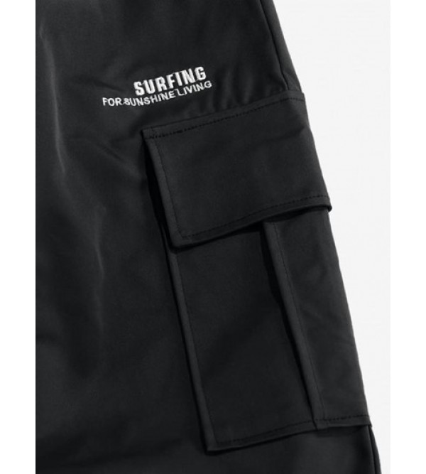 Streetwear Letters Embroidered Drawstring Cargo Techwear Pants