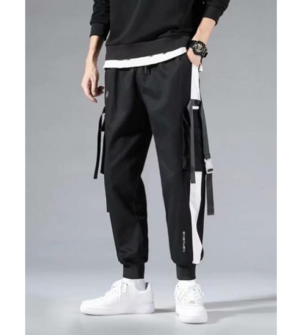 Colorblock Pockets Letter Print Drawstring Cargo Shorts Colorblock Pockets Letter Print Drawstring Cargo Shorts