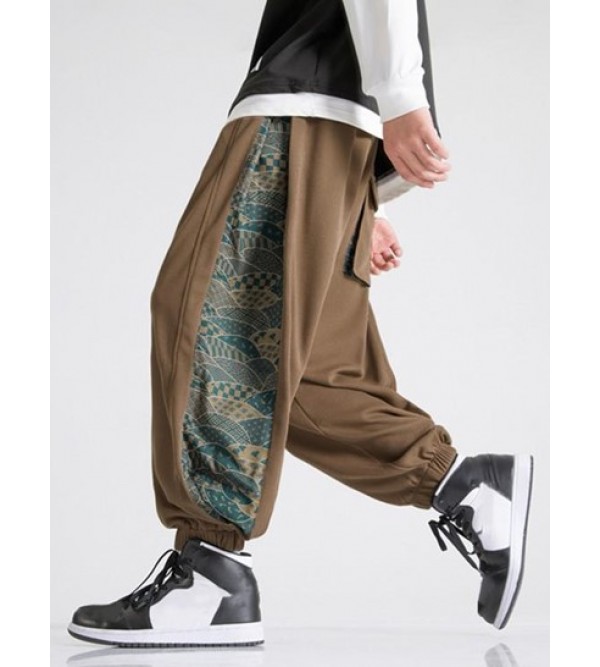 Ethnic Printed Textured Beam Feet Pants