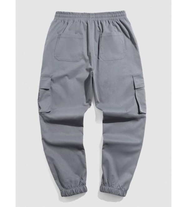 Solid Color Pockets Beam Feet Streetwear Cargo Pants